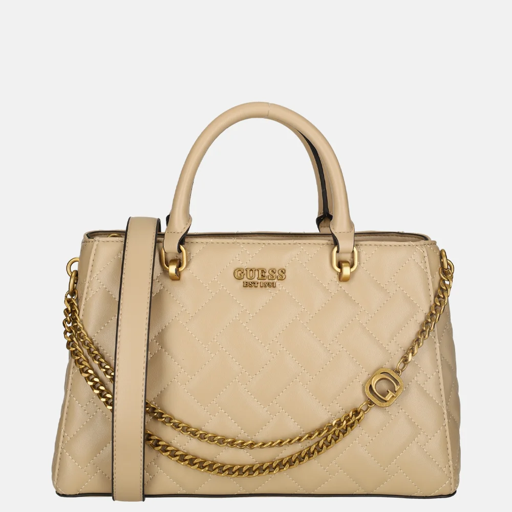 Guess Gracelynn girlfriend handtas satchel beige bij Duifhuizen